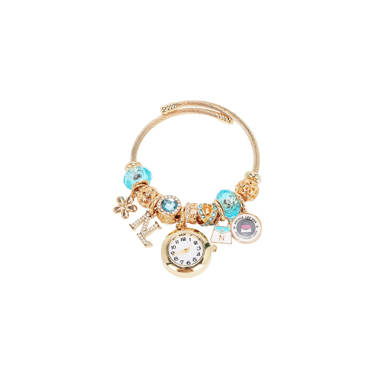 CHARM WATCH BRACELET BLUE - BR8014 GOLD BLUE