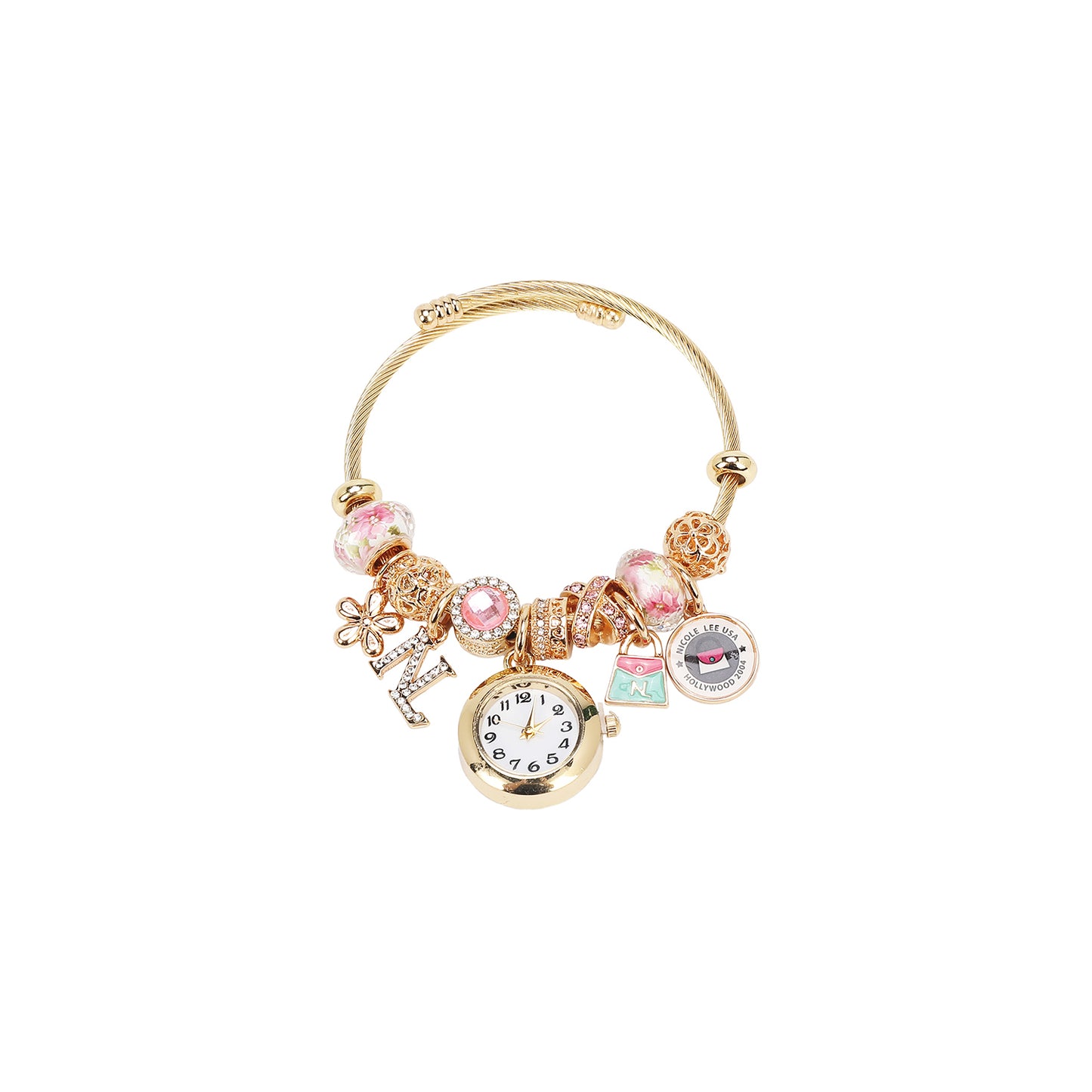 CHARM WATCH BRACELET PINK - BR8015 GOLD PINK