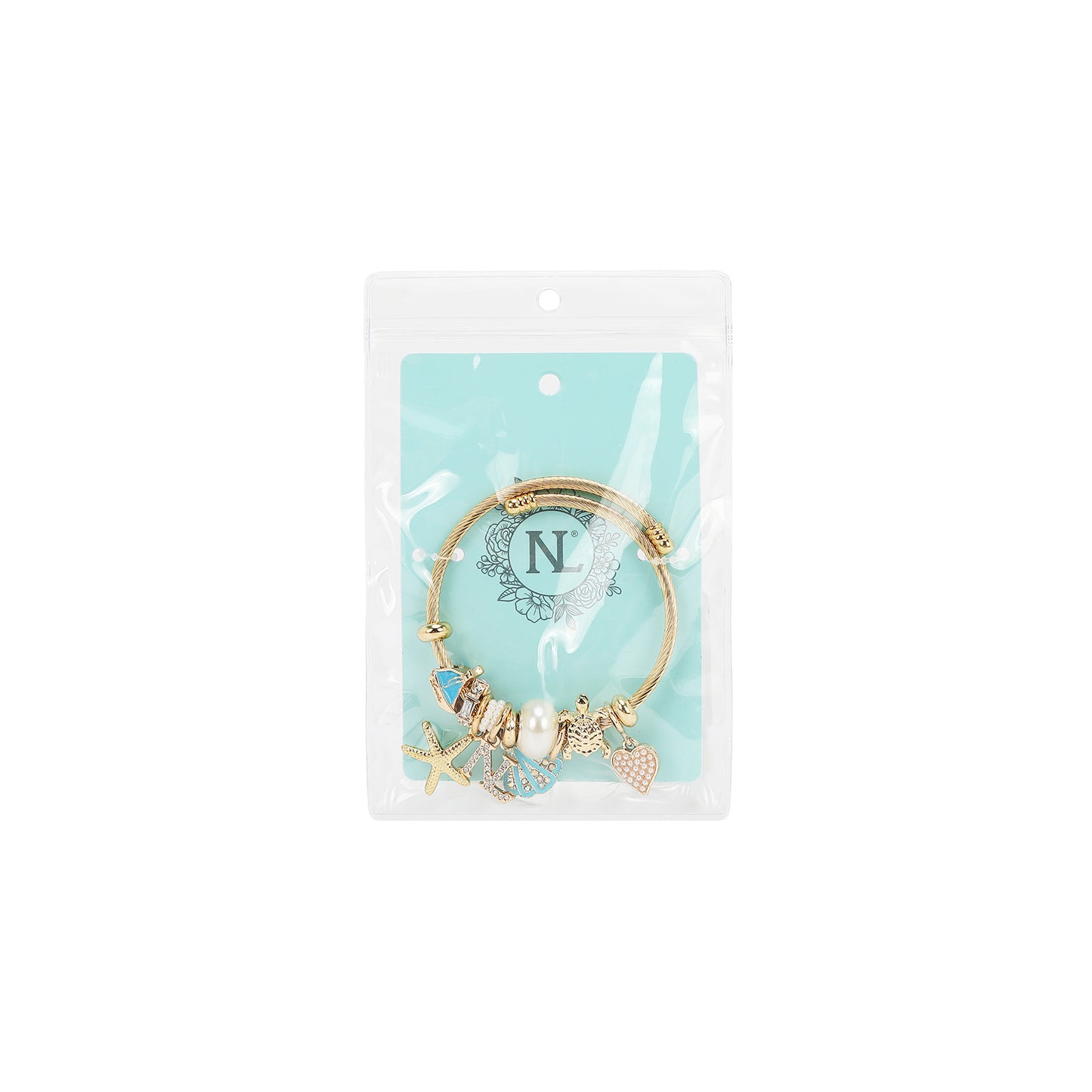 GOLD CABLE CHARM BRACELET - BR8021 BLACK / PINK / BLUE