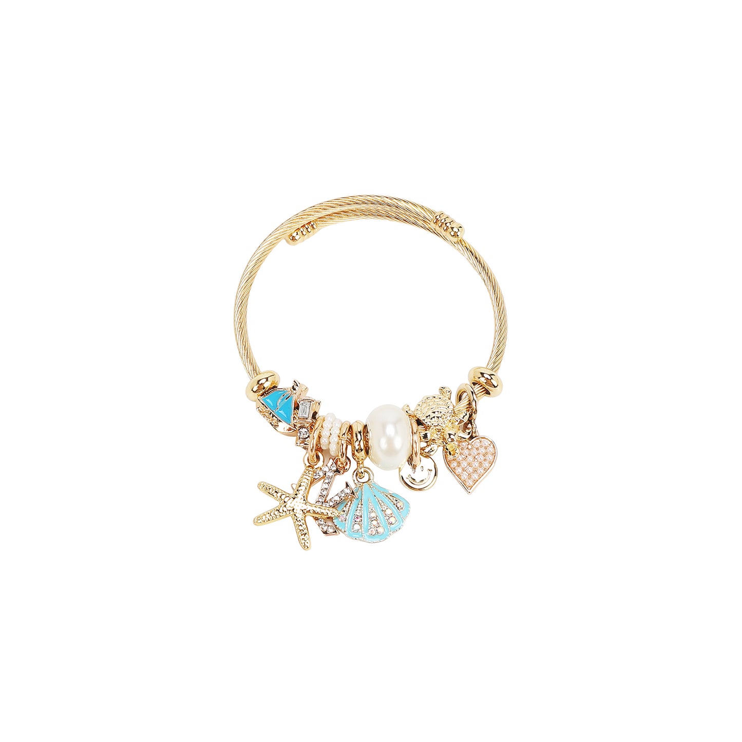 GOLD CABLE CHARM BRACELET - BR8021 BLACK / PINK / BLUE