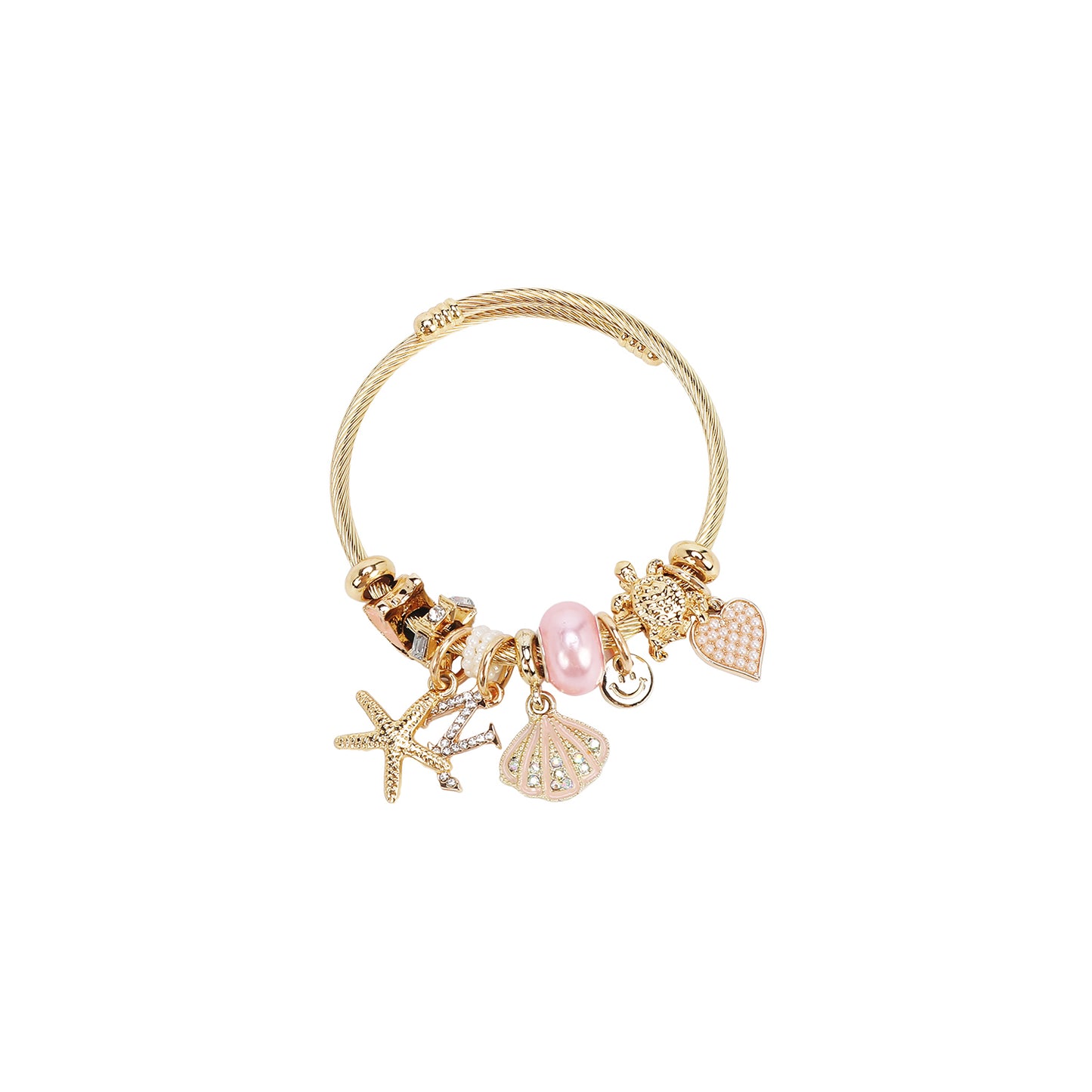 GOLD CABLE CHARM BRACELET - BR8021 BLACK / PINK / BLUE