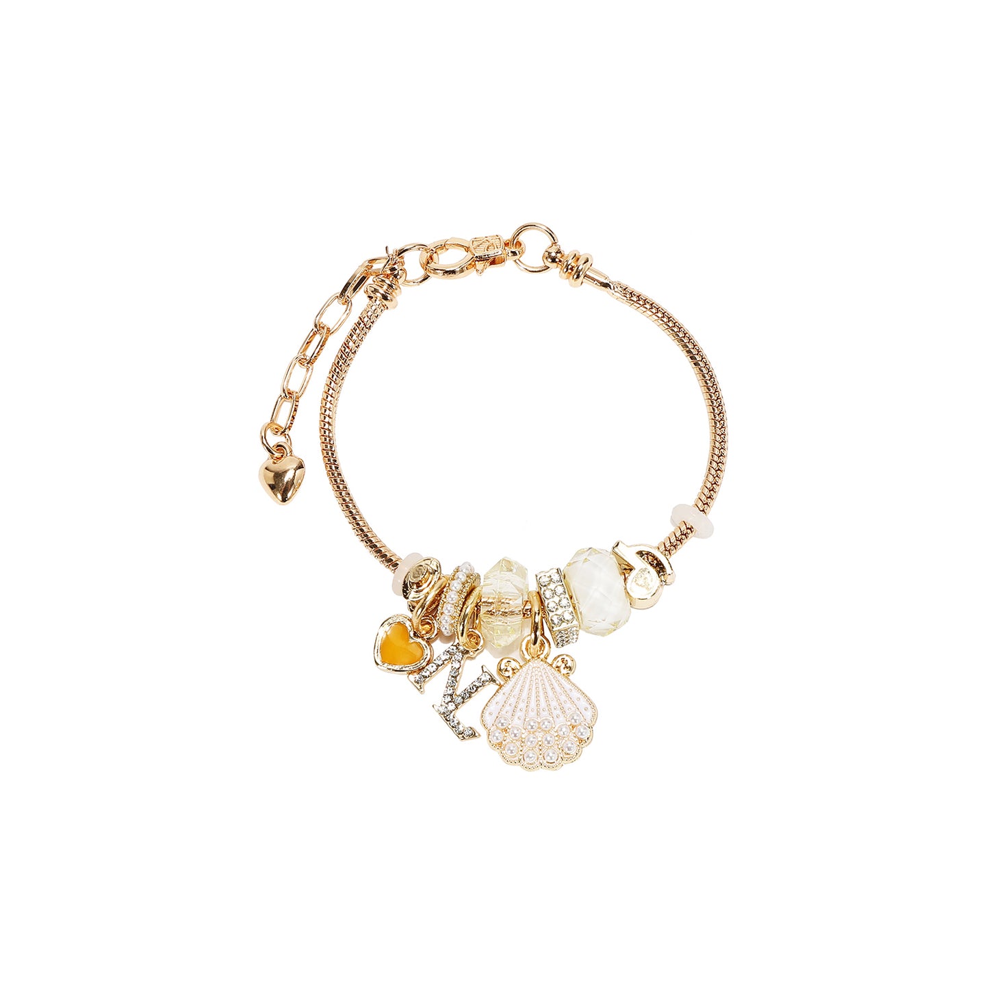 GOLD CHAIN CHARM BRACELET - BR8022 PINK./ WHITE