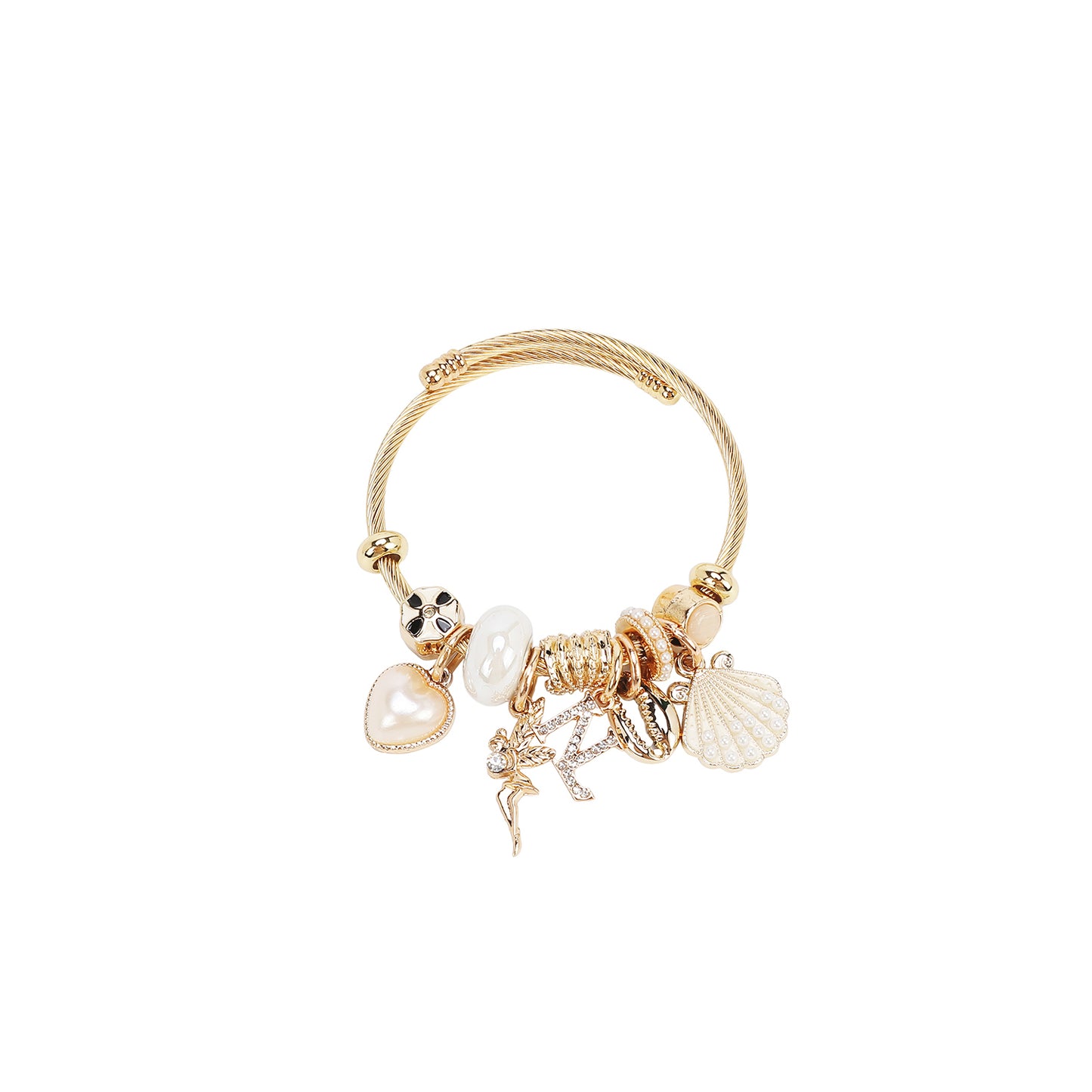 GOLD ROMANTIC OCEAN CHARM CABLE BRACELET - BR8024 BLUE / PINK / WHITE
