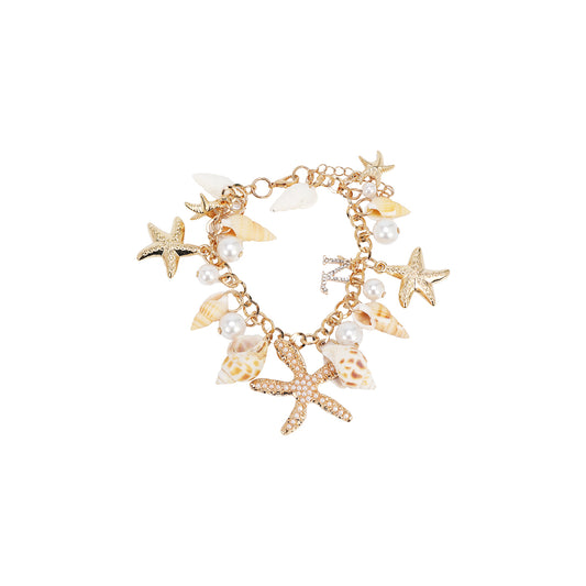 OCEAN SHELL CHARM CHAIN BRACELET - BR8025 GOLD