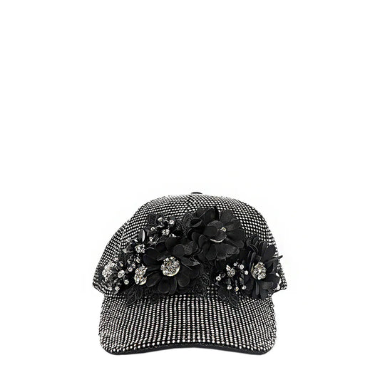 MIDNIGHT FLOWER CAP - CAP7826 SILVER / BLACK