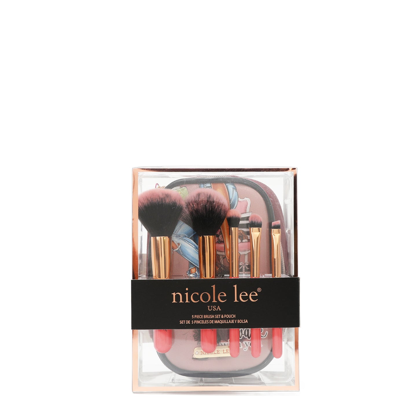 MAKEUP BRUSH SET W/ POUCH - COS7403 DREAMING THE CITY / LOVE ME HALF /BE MY VALENTINE / DOUBLE QUEENS / ALL EMOTION / CASUAL WALK / SARA IS SOFT BUT STRONG /  PARIS FASHION WEEK /