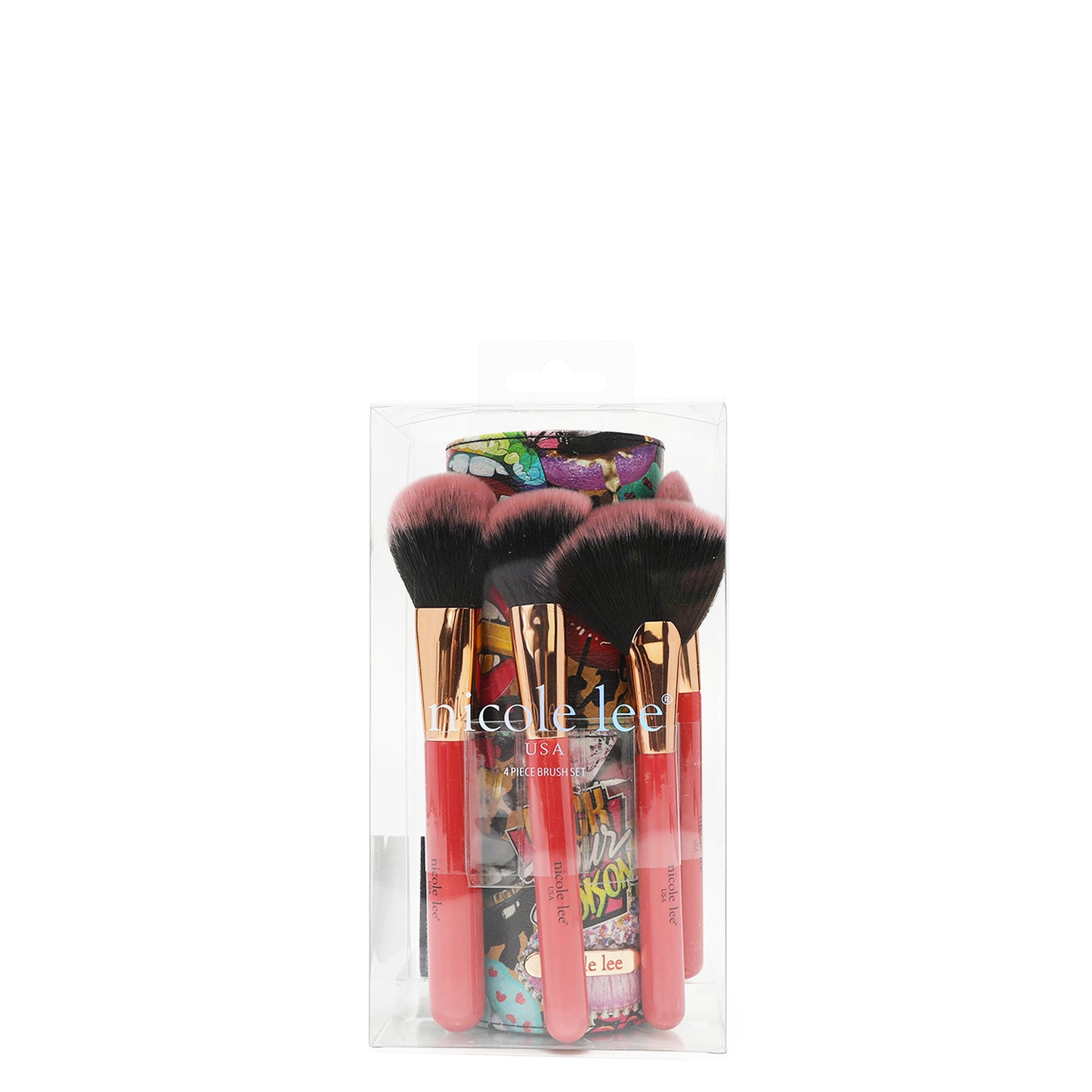 MACARIA MAKEUP CASE WITH 4 PIECE BRUSH SET - COS7473 SARA IS SOFT BUT STRONG / DOUBLE QUEENS /  PARIS FASHION WEK /  CASUAL WALK  /  SUCCESS IN NEW YORK /  ALL EMOTION / DREAMING THE CITY
