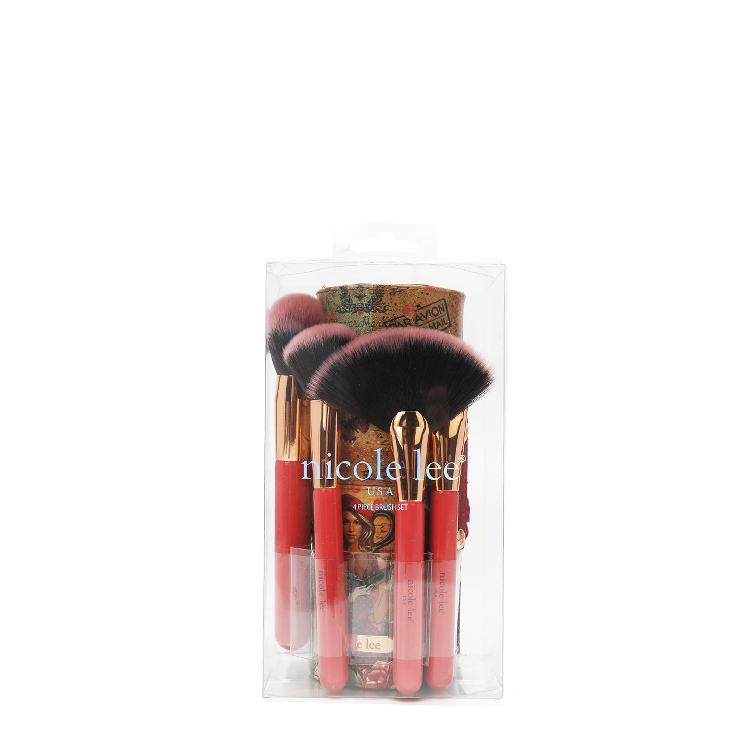 MACARIA MAKEUP CASE WITH 4 PIECE BRUSH SET - COS7473 SARA IS SOFT BUT STRONG / DOUBLE QUEENS /  PARIS FASHION WEK /  CASUAL WALK  /  SUCCESS IN NEW YORK /  ALL EMOTION / DREAMING THE CITY