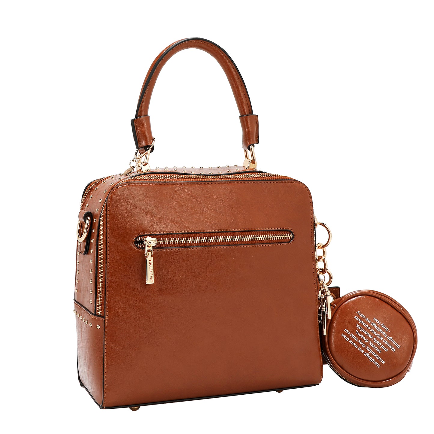 EMBOSSED LOGO SQUARE HANDBAG - EMB17451 WHITE / BROWN / OLIVE / WINE