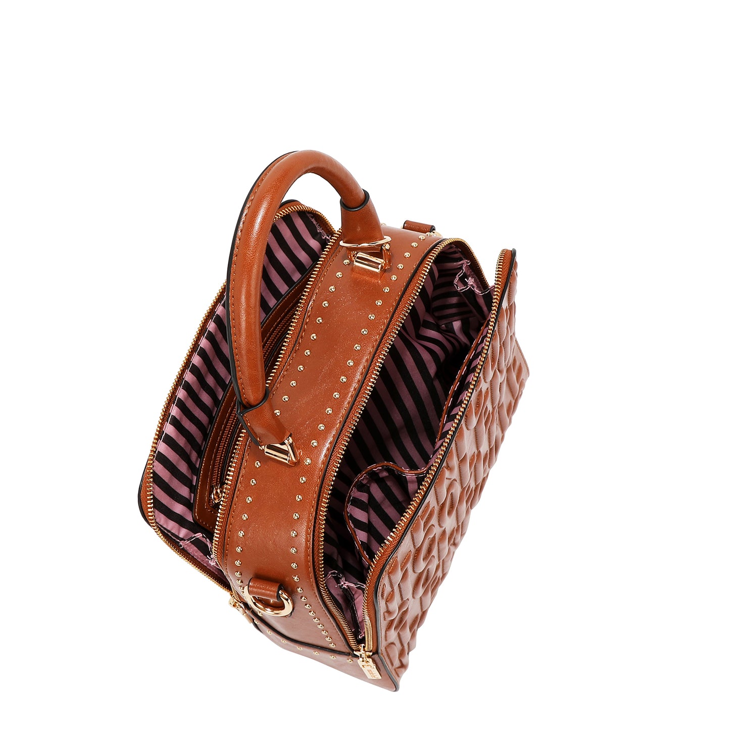EMBOSSED LOGO SQUARE HANDBAG - EMB17451 WHITE / BROWN / OLIVE / WINE