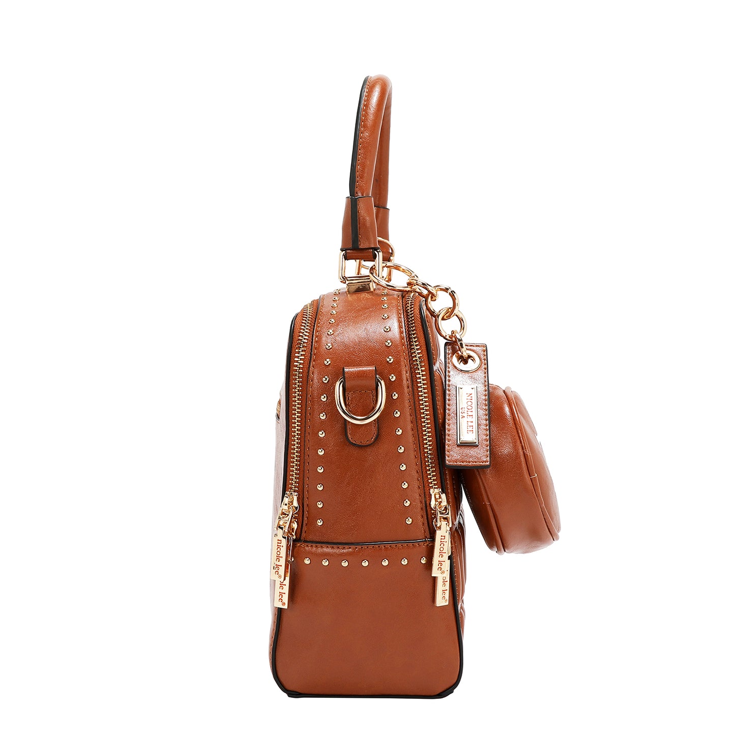 EMBOSSED LOGO SQUARE HANDBAG - EMB17451 WHITE / BROWN / OLIVE / WINE