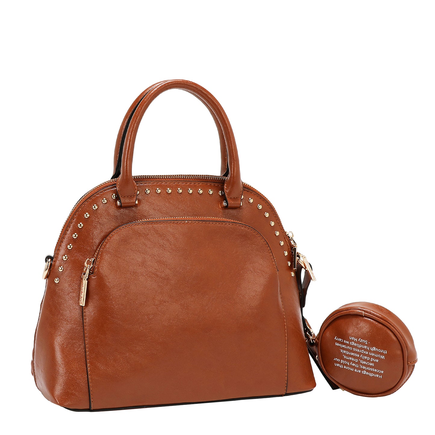 EMBOSSED LOGO DOME BAG - EMB17453 OLIVE / WHITE / BLACK/ BROWN