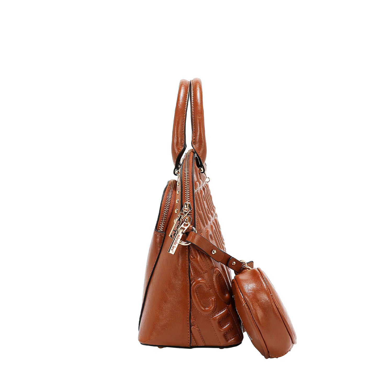 EMBOSSED LOGO DOME BAG - EMB17453 OLIVE / WHITE / BLACK/ BROWN