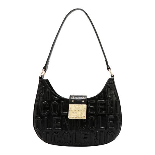 EMBOSSED LOGO SHOULDER BAG - EMB17454 BLACK / WHITE / OLIVE / WINE / BROWN