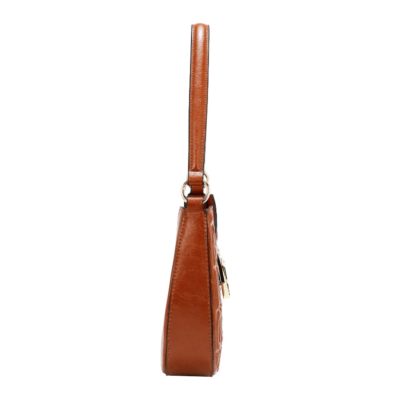 EMBOSSED LOGO SHOULDER BAG - EMB17454 BLACK / WHITE / OLIVE / WINE / BROWN