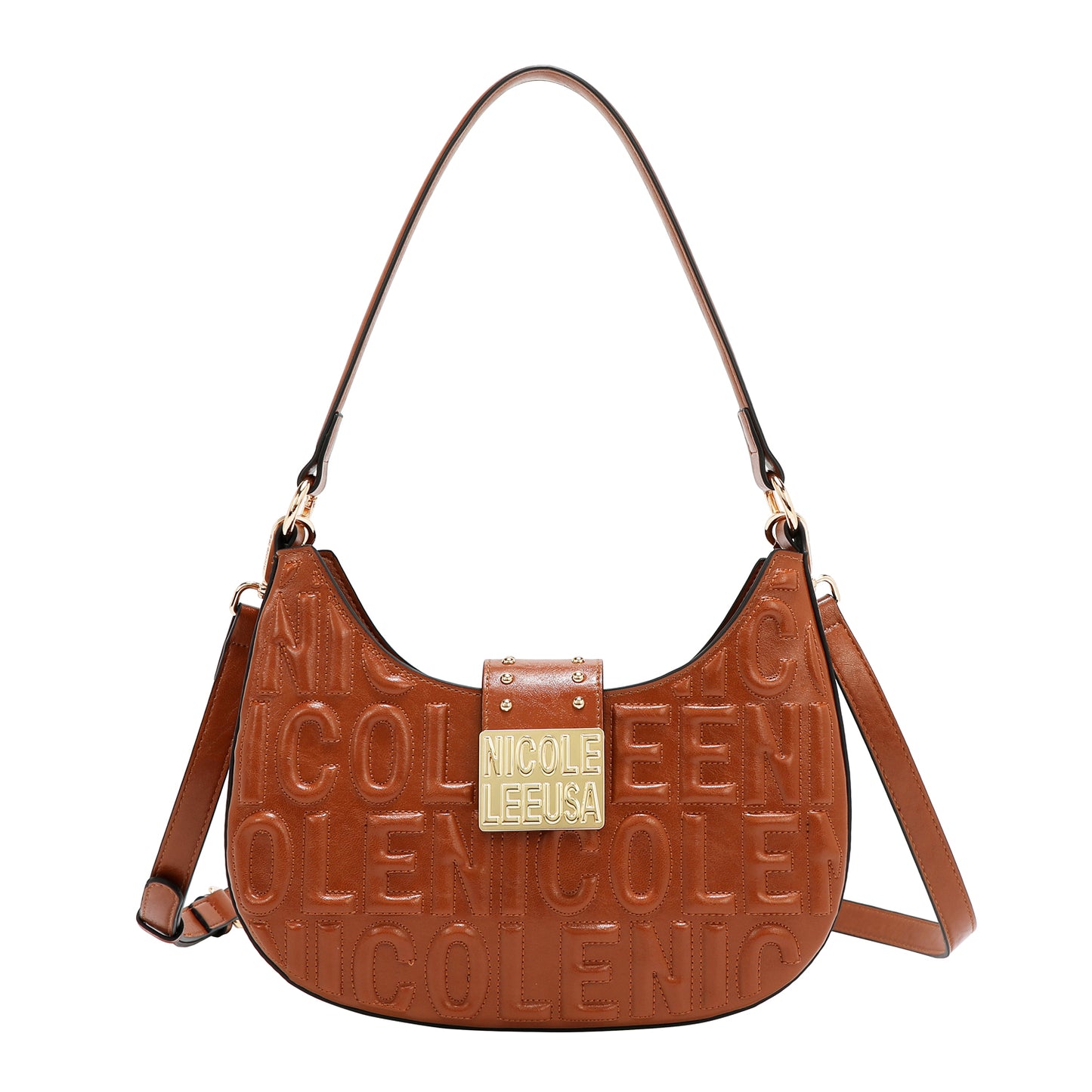 EMBOSSED LOGO SHOULDER BAG - EMB17454 BLACK / WHITE / OLIVE / WINE / BROWN