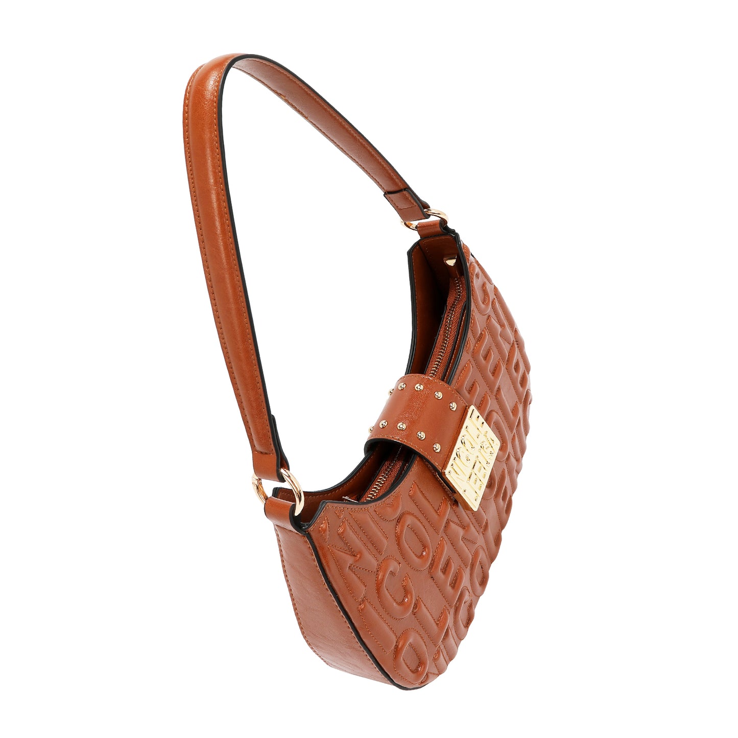 EMBOSSED LOGO SHOULDER BAG - EMB17454 BLACK / WHITE / OLIVE / WINE / BROWN