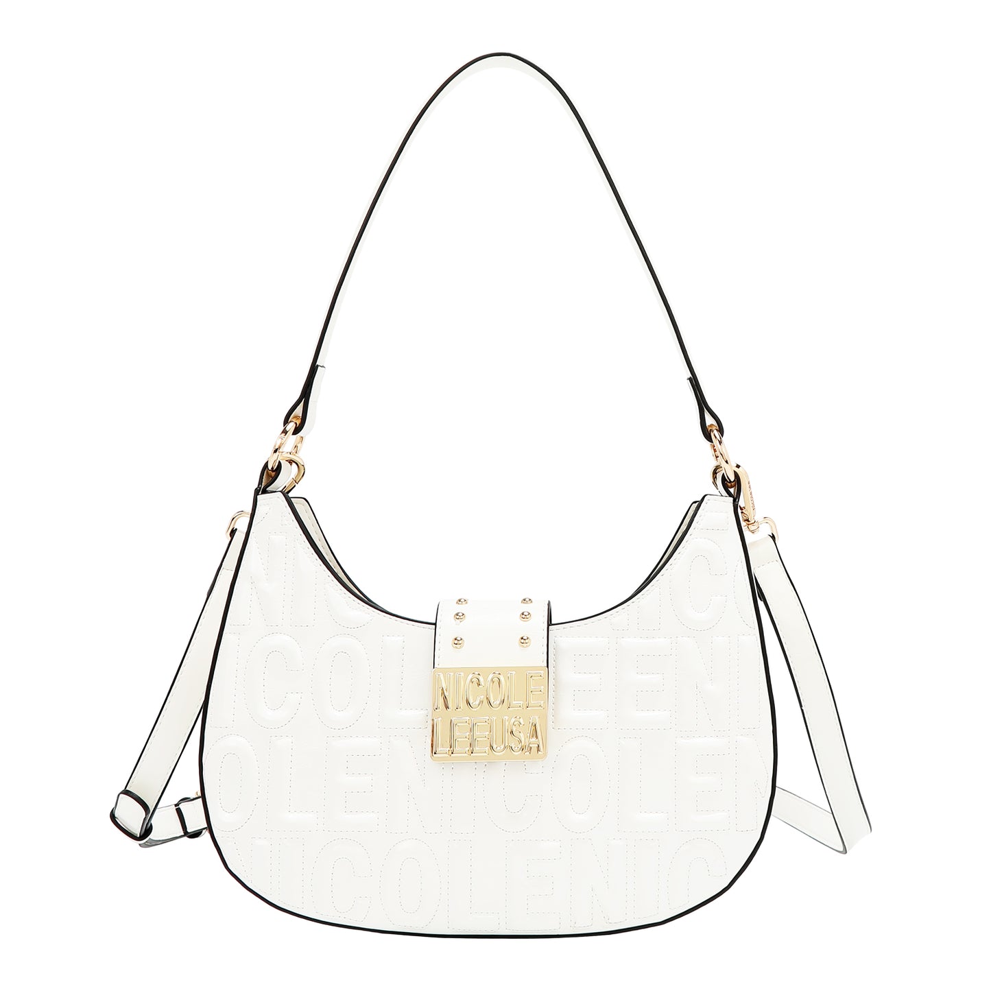 EMBOSSED LOGO SHOULDER BAG - EMB17454 BLACK / WHITE / OLIVE / WINE / BROWN