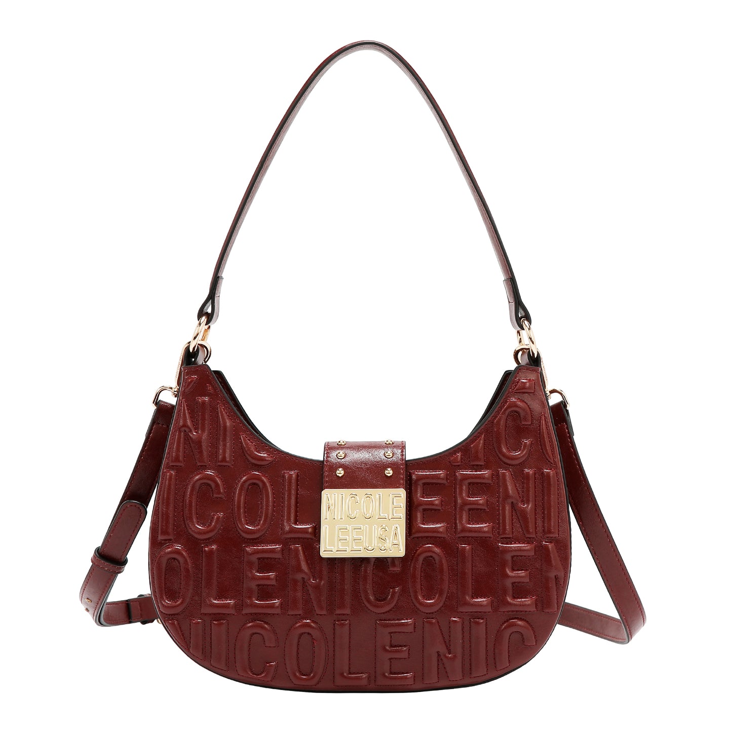 EMBOSSED LOGO SHOULDER BAG - EMB17454 BLACK / WHITE / OLIVE / WINE / BROWN