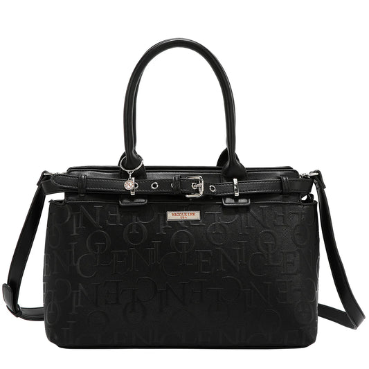 EMBOSSED ELEGANCE SATCHEL BAG - EMB17504 BROWN / CHAMPAGNE / BLACK / PINK