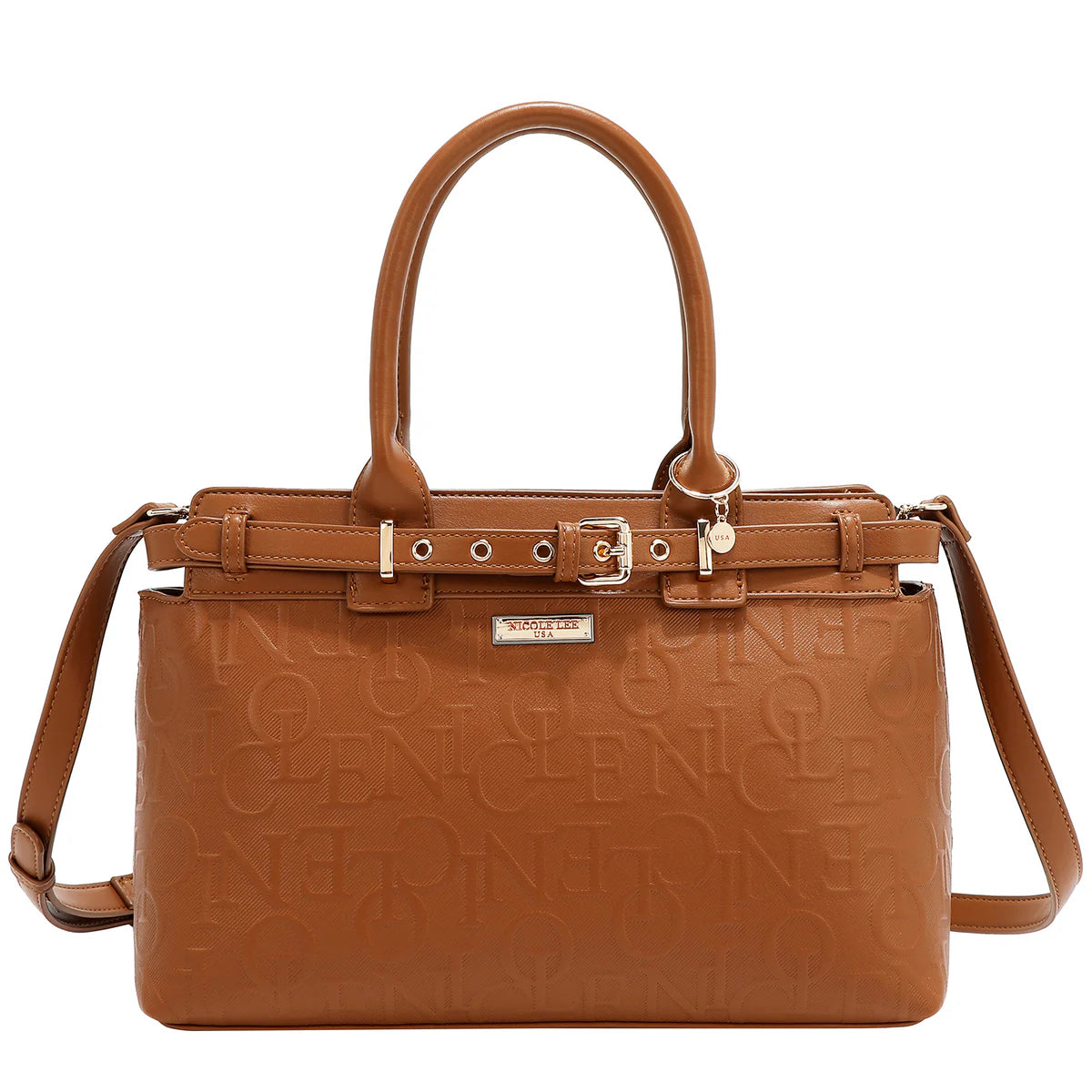 EMBOSSED ELEGANCE SATCHEL BAG - EMB17504 BROWN / CHAMPAGNE / BLACK / PINK