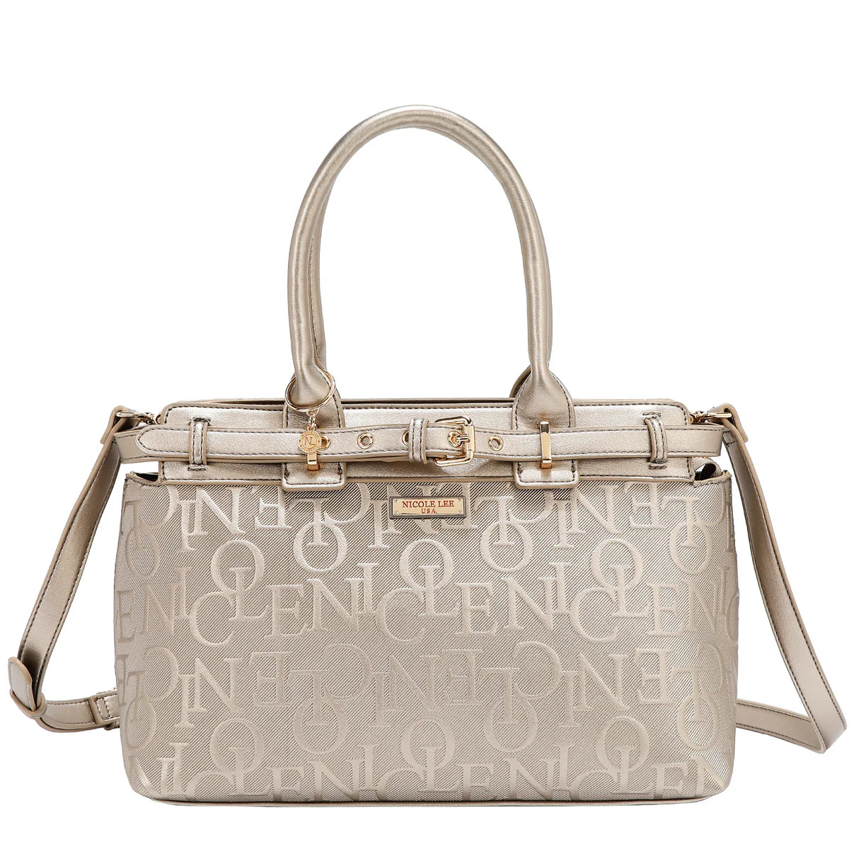EMBOSSED ELEGANCE SATCHEL BAG - EMB17504 BROWN / CHAMPAGNE / BLACK / PINK