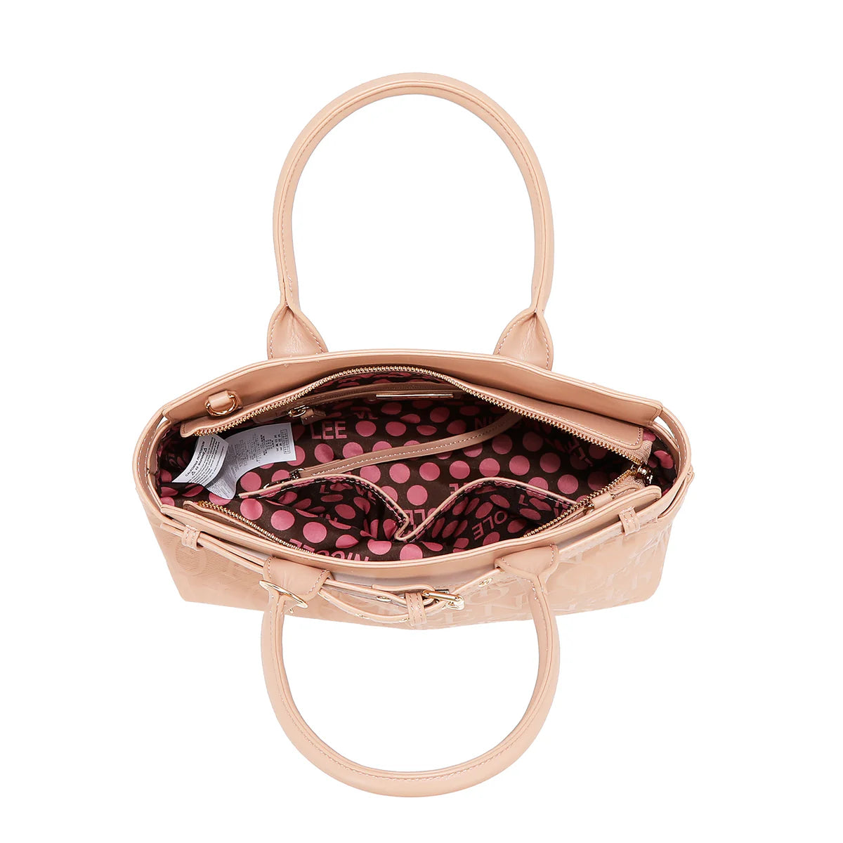EMBOSSED ELEGANCE SATCHEL BAG - EMB17504 BROWN / CHAMPAGNE / BLACK / PINK