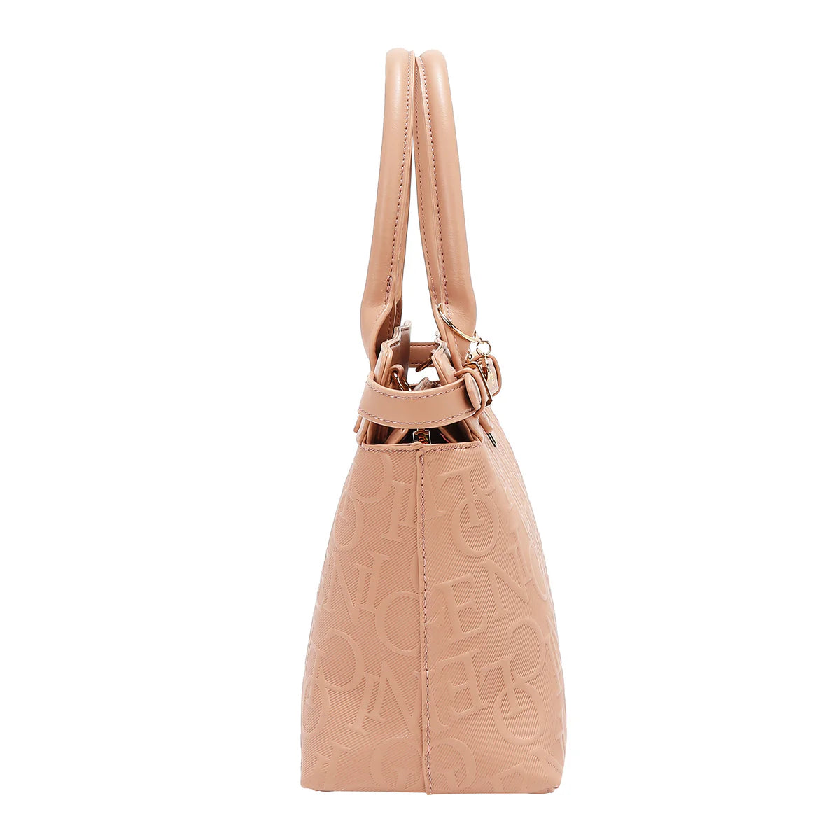 EMBOSSED ELEGANCE SATCHEL BAG - EMB17504 BROWN / CHAMPAGNE / BLACK / PINK