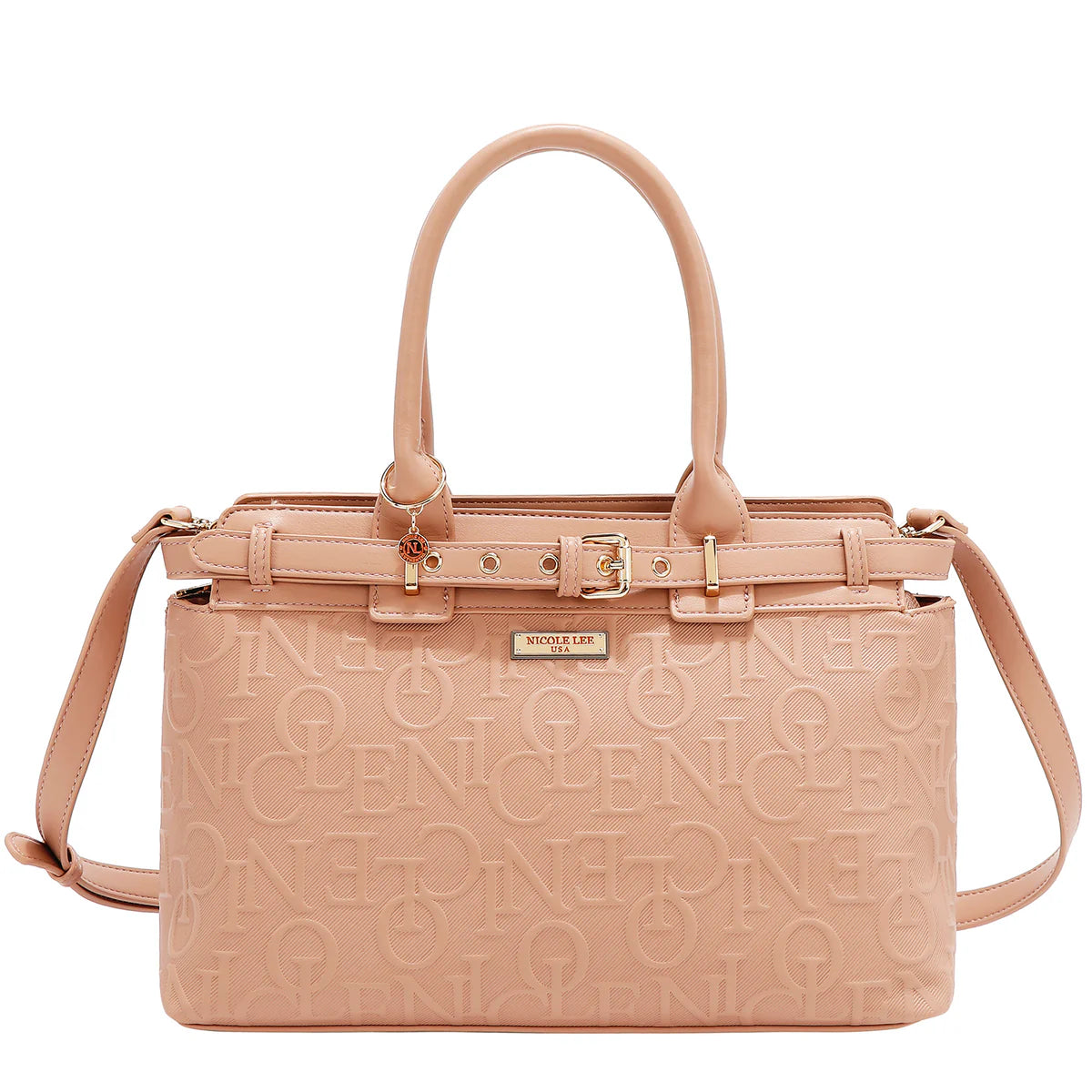 EMBOSSED ELEGANCE SATCHEL BAG - EMB17504 BROWN / CHAMPAGNE / BLACK / PINK