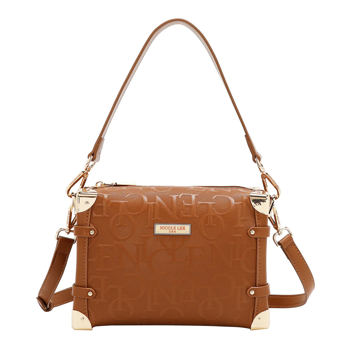 EMBOSSED ELEGANCE SQUARE SHOULDER BAG -  EMB17506 CHAMPAGNE / BURGUNDY / BLACK / BROWN / OLIVE/ PINK