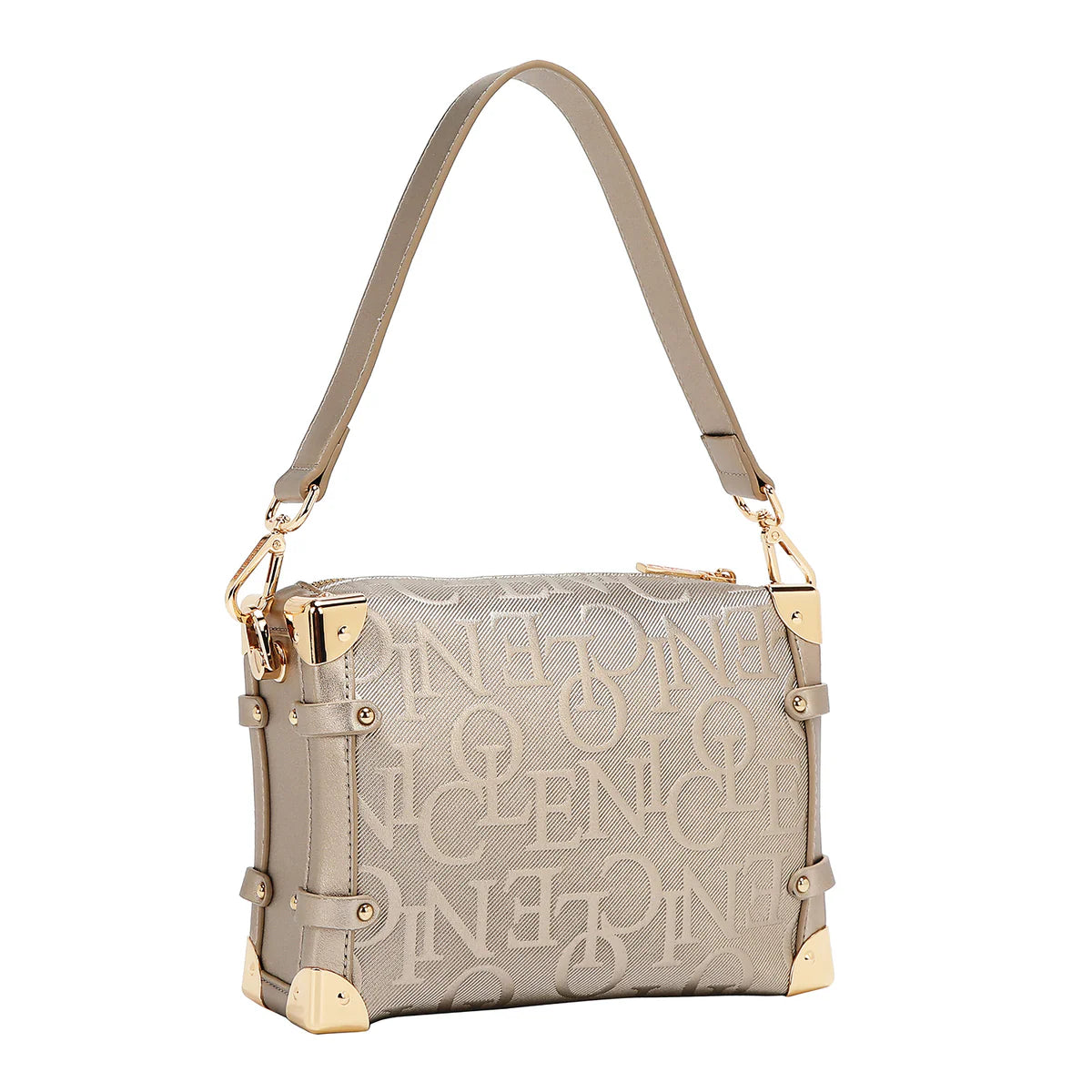 EMBOSSED ELEGANCE SQUARE SHOULDER BAG -  EMB17506 CHAMPAGNE / BURGUNDY / BLACK / BROWN / OLIVE/ PINK