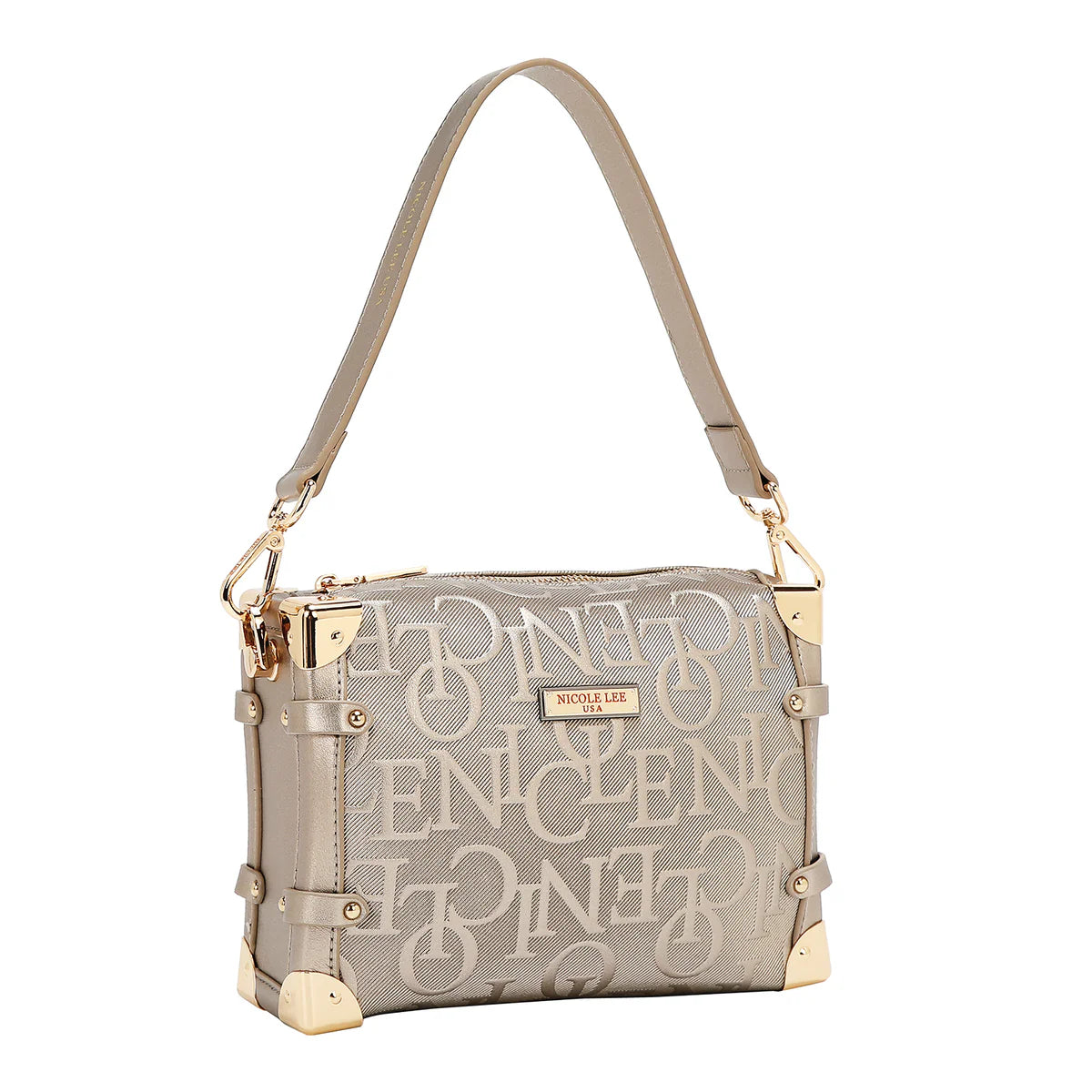 EMBOSSED ELEGANCE SQUARE SHOULDER BAG -  EMB17506 CHAMPAGNE / BURGUNDY / BLACK / BROWN / OLIVE/ PINK