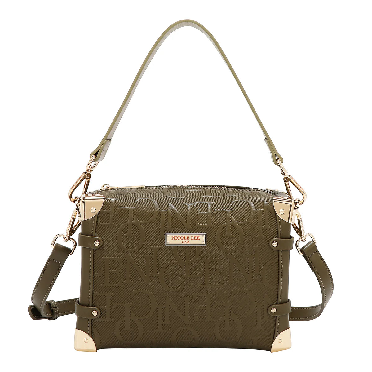 EMBOSSED ELEGANCE SQUARE SHOULDER BAG -  EMB17506 CHAMPAGNE / BURGUNDY / BLACK / BROWN / OLIVE/ PINK