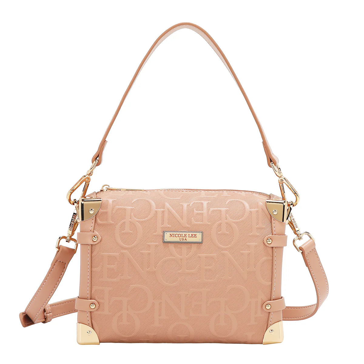 EMBOSSED ELEGANCE SQUARE SHOULDER BAG -  EMB17506 CHAMPAGNE / BURGUNDY / BLACK / BROWN / OLIVE/ PINK