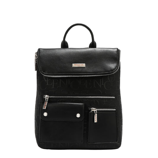 EMBOSSED ELEGANCE MULTIPOCKET BACKPACK - EMB17508 BLACK / CHAMPAGNE / OLIVE / PINK