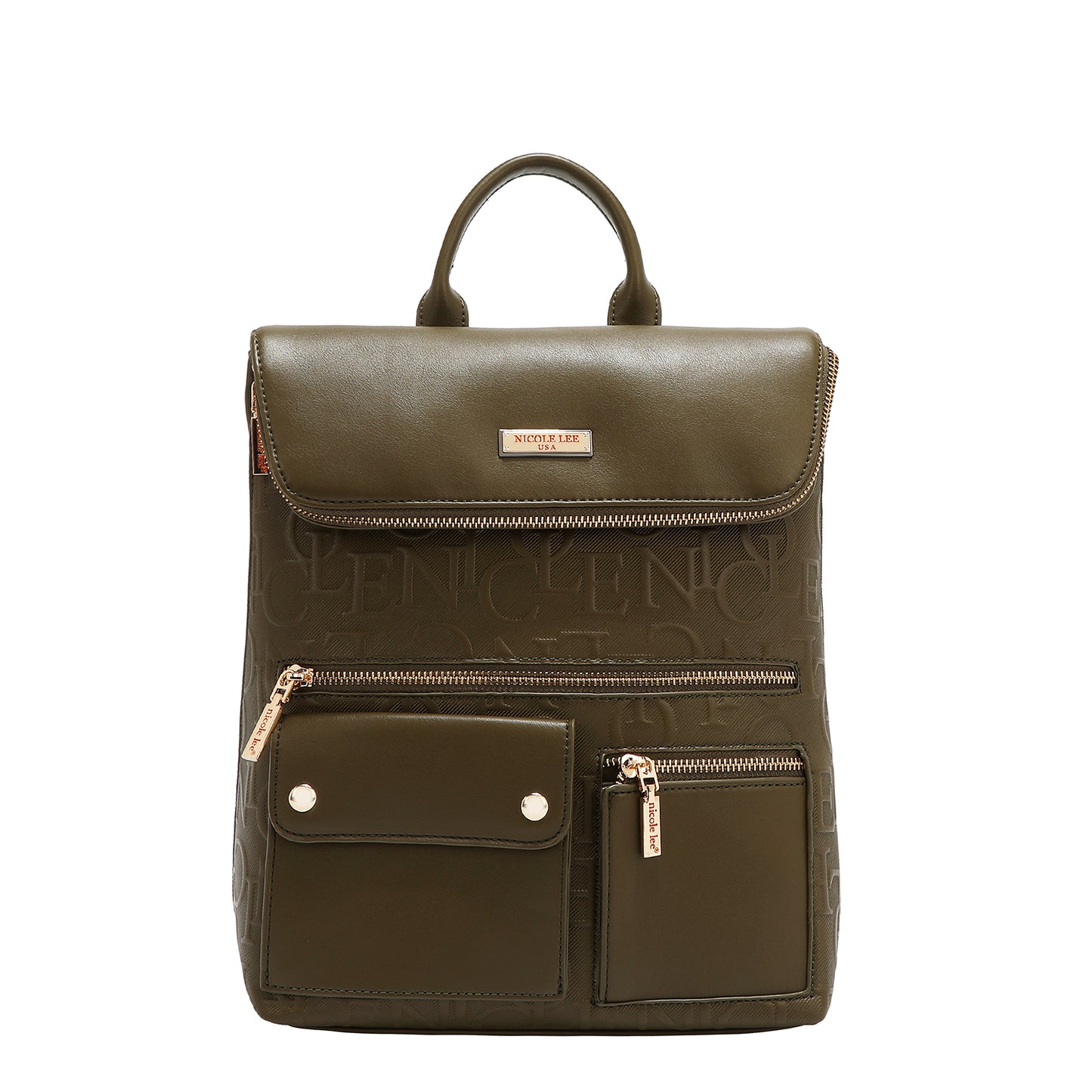 EMBOSSED ELEGANCE MULTIPOCKET BACKPACK - EMB17508 BLACK / CHAMPAGNE / OLIVE / PINK