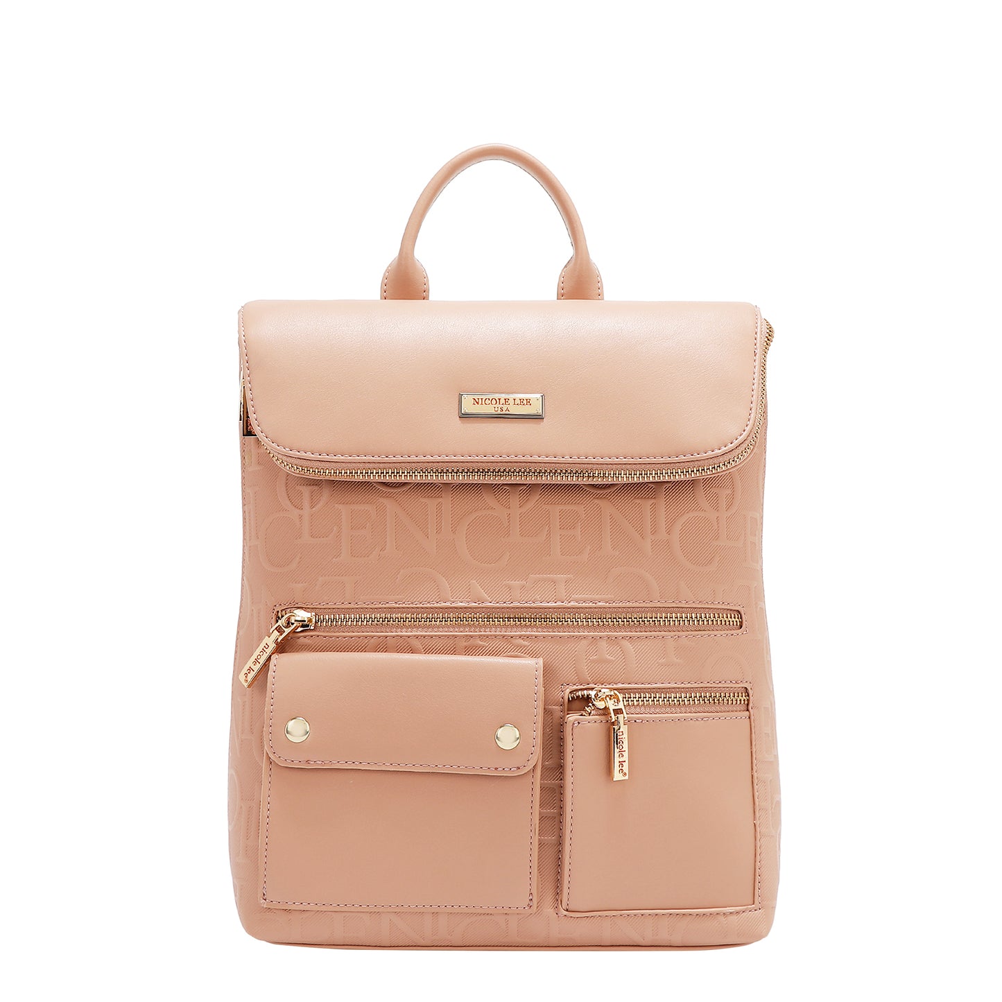 EMBOSSED ELEGANCE MULTIPOCKET BACKPACK - EMB17508 BLACK / CHAMPAGNE / OLIVE / PINK