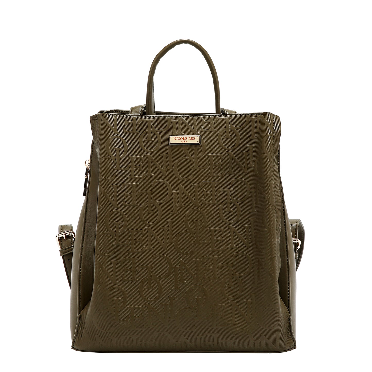 EMBOSSED ELEGANCE BACKPACK - EMB17511 BROWN / OLIVE / CHAMPAAGNE / BLACK