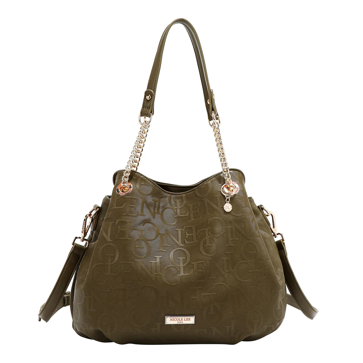 EMBOSSED ELEGANCE HANDBAG - EMB17512 OLIVE / BURGUNDY / PINK / CHAMPAGNE