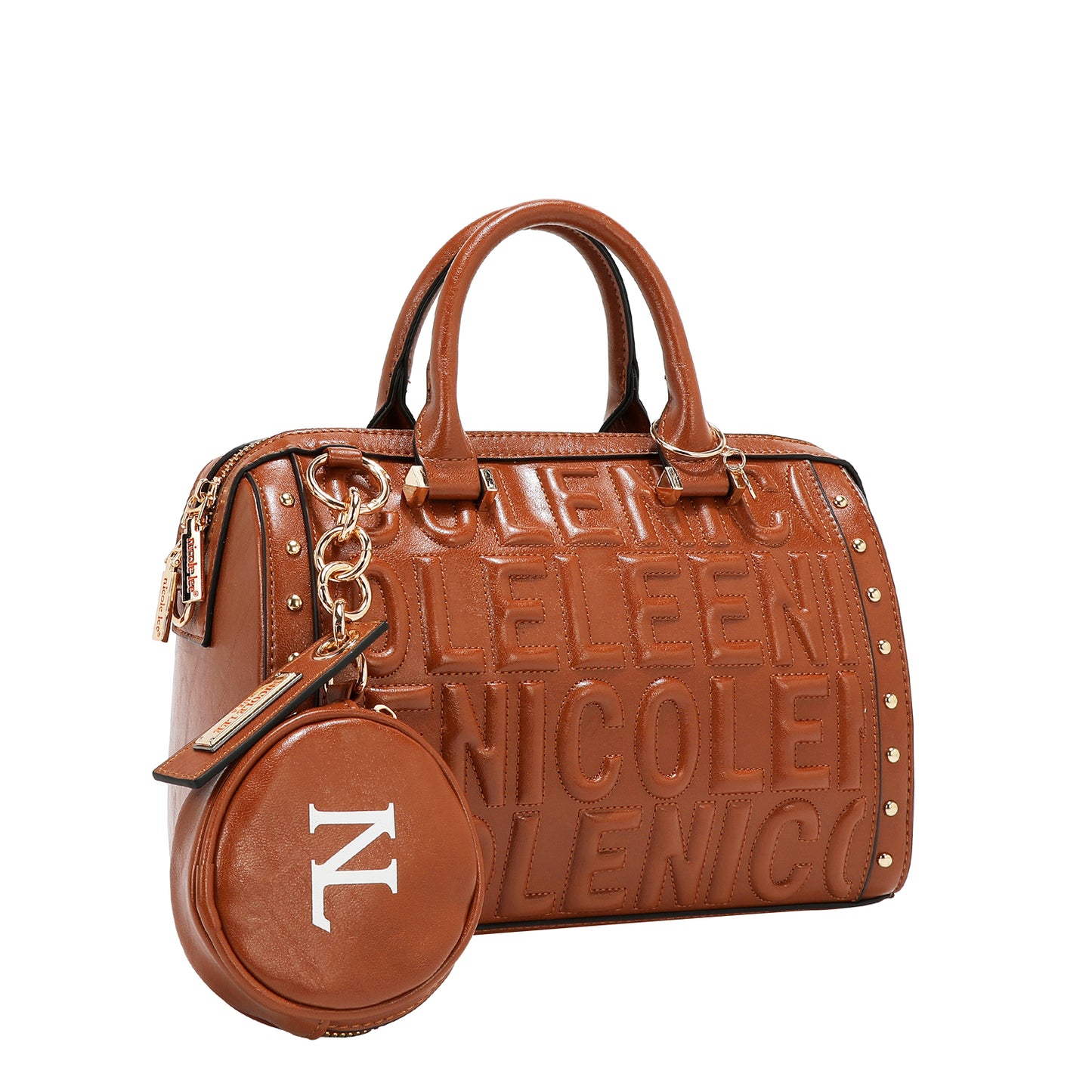 EMBOSSED LOGO BOSTON BAG - EMB17530 WINE / BROWN / OLIVE / WHITE