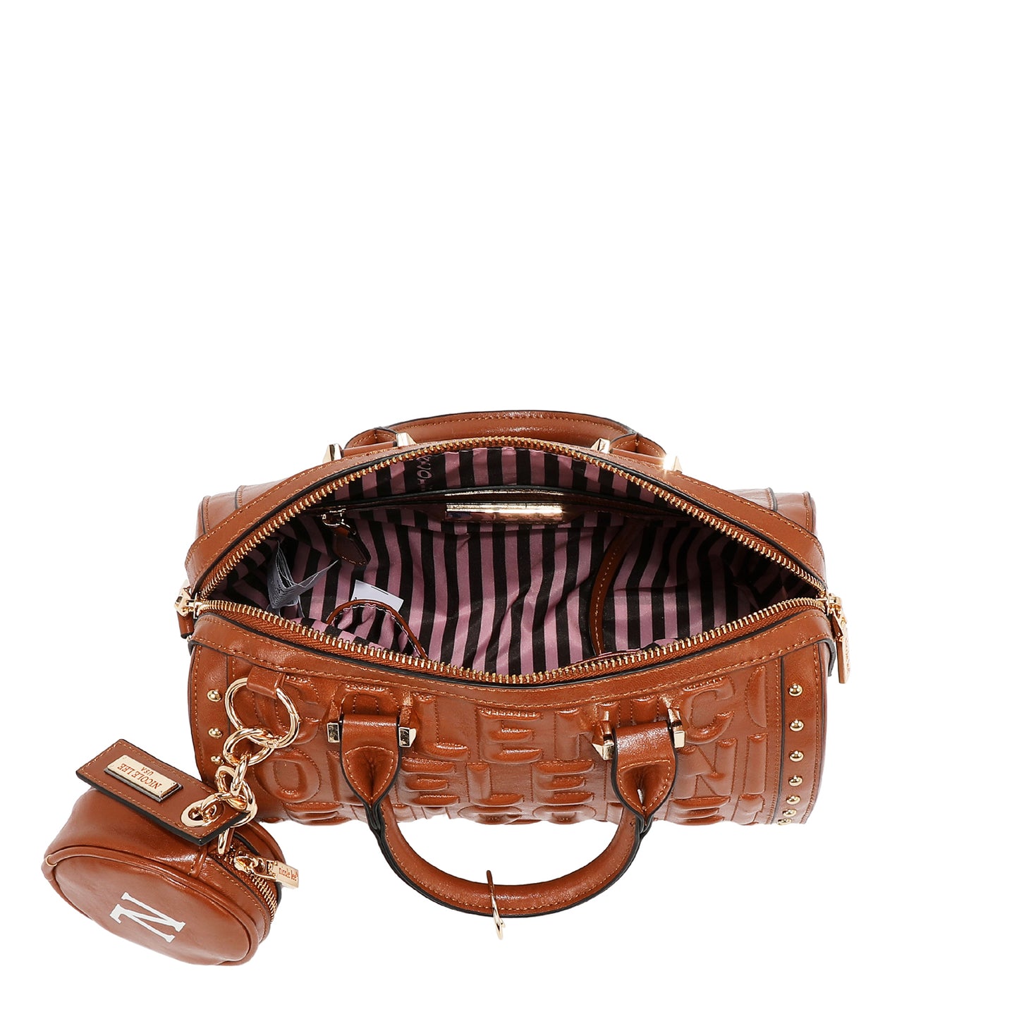 EMBOSSED LOGO BOSTON BAG - EMB17530 WINE / BROWN / OLIVE / WHITE