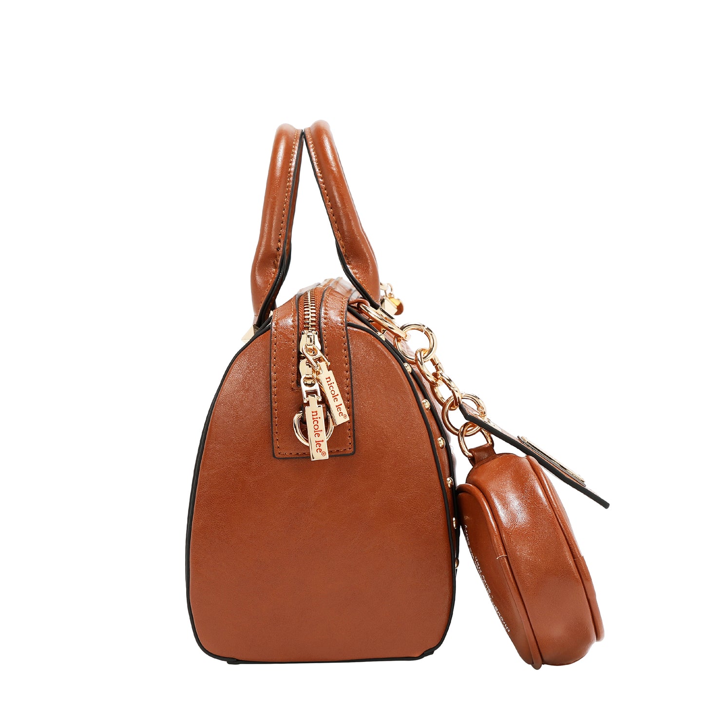 EMBOSSED LOGO BOSTON BAG - EMB17530 WINE / BROWN / OLIVE / WHITE