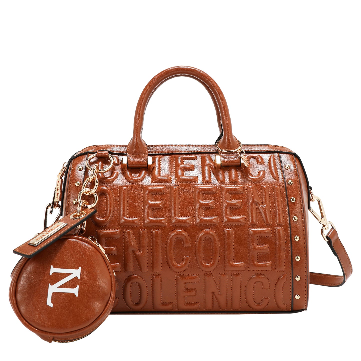 EMBOSSED LOGO BOSTON BAG - EMB17530 WINE / BROWN / OLIVE / WHITE