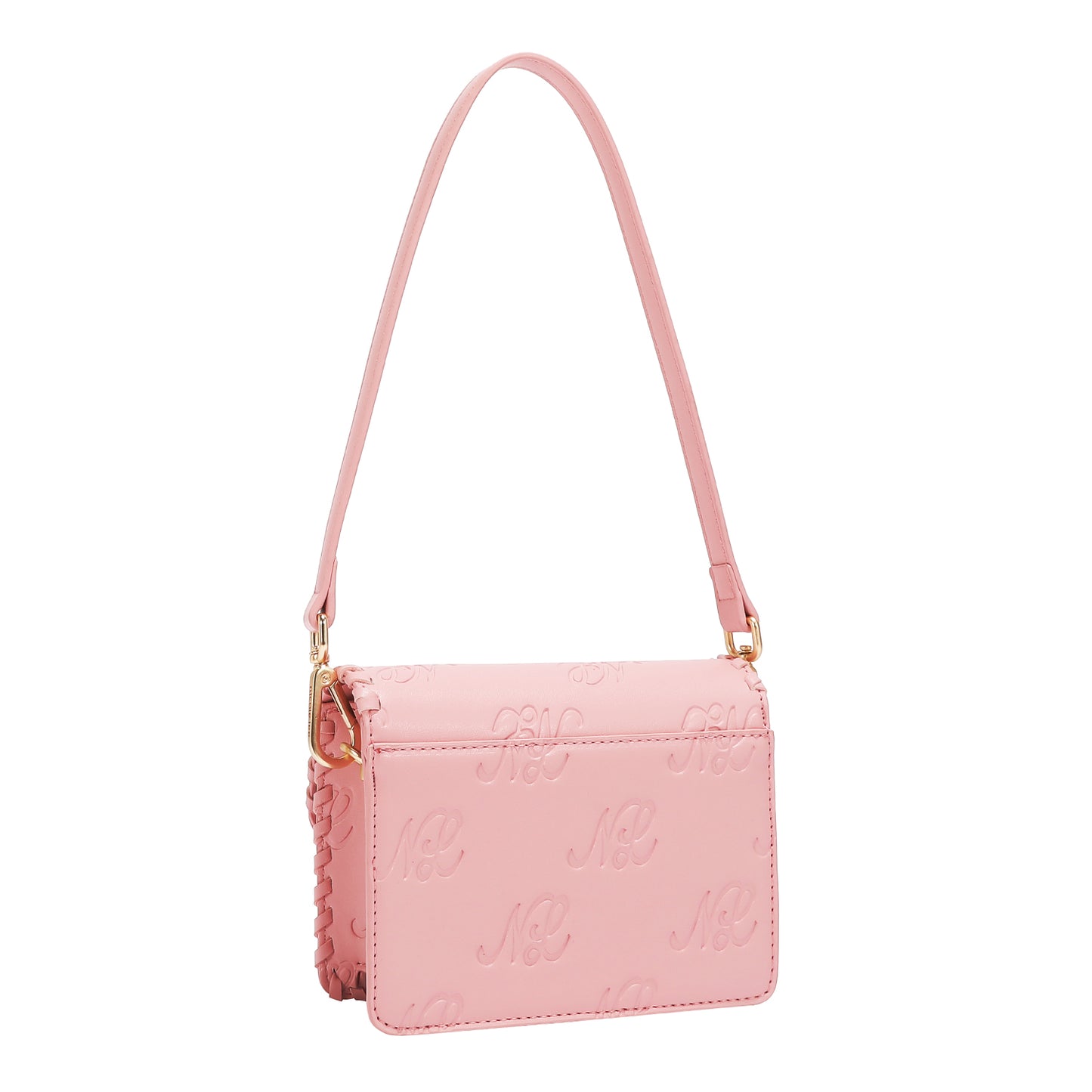 EMBOSSED NL CURVE SMALL SHOULDER BAG - EMB17669 BLACK / PINK / TAUPE/ WHITE
