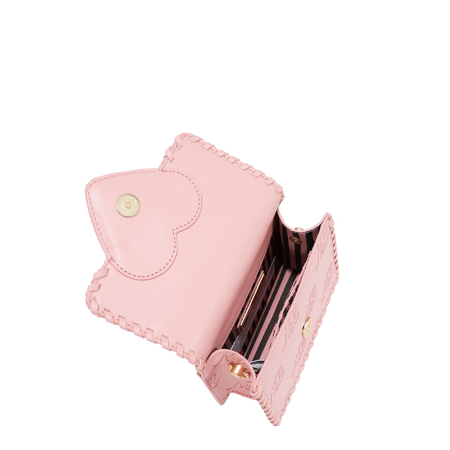 EMBOSSED NL CURVE SMALL SHOULDER BAG - EMB17669 BLACK / PINK / TAUPE/ WHITE