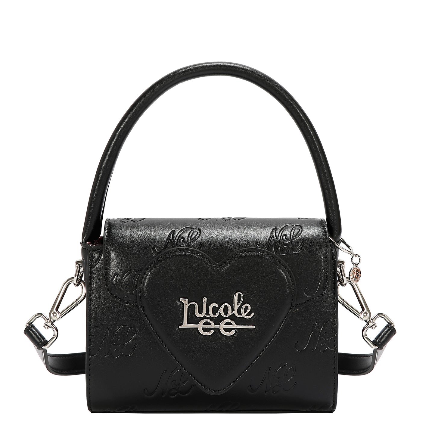 EMBOSSED NL CURVE SMALL TOP HANDLE BAG - EMB17670 BLACK/ SILVER / PINK / TAUPE
