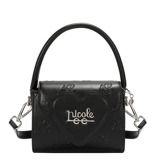 EMBOSSED NL CURVE SMALL TOP HANDLE BAG - EMB17670 BLACK/ SILVER / PINK / TAUPE