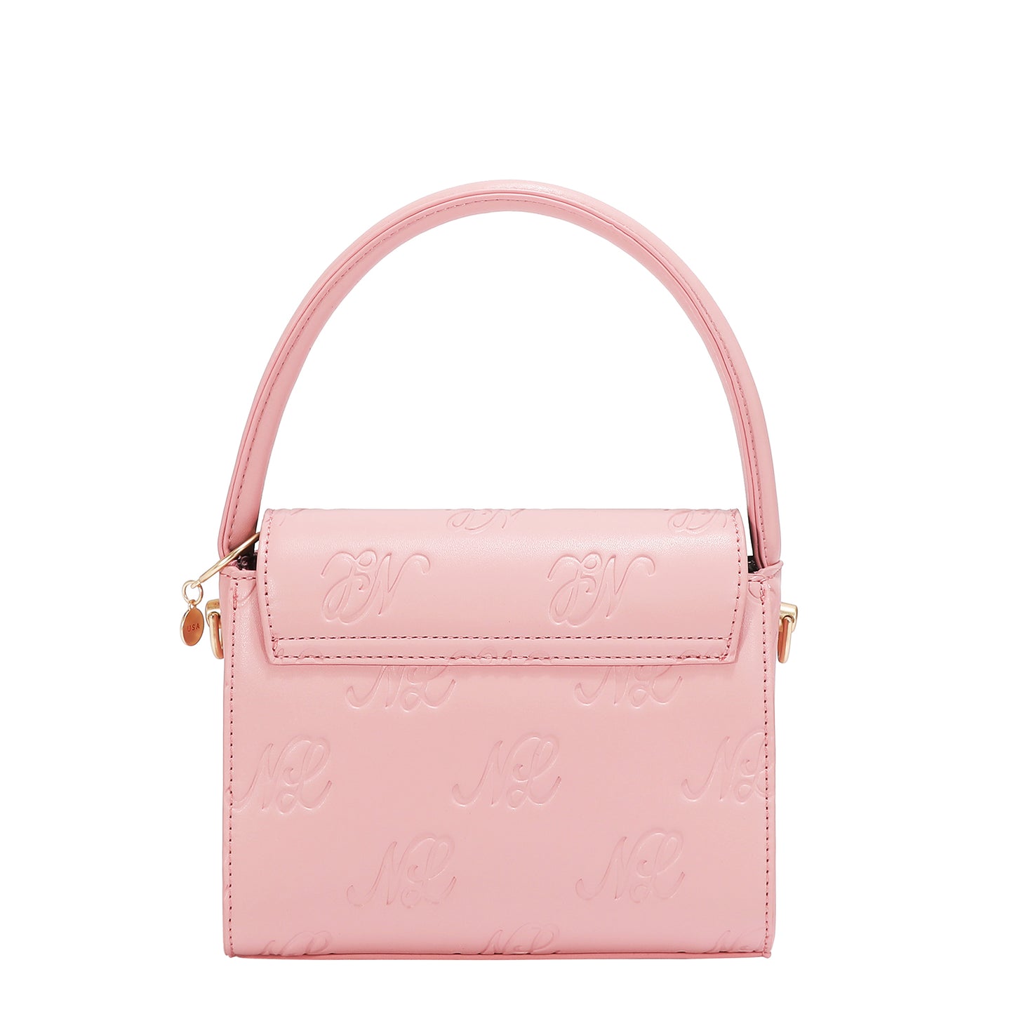 EMBOSSED NL CURVE SMALL TOP HANDLE BAG - EMB17670 BLACK/ SILVER / PINK / TAUPE
