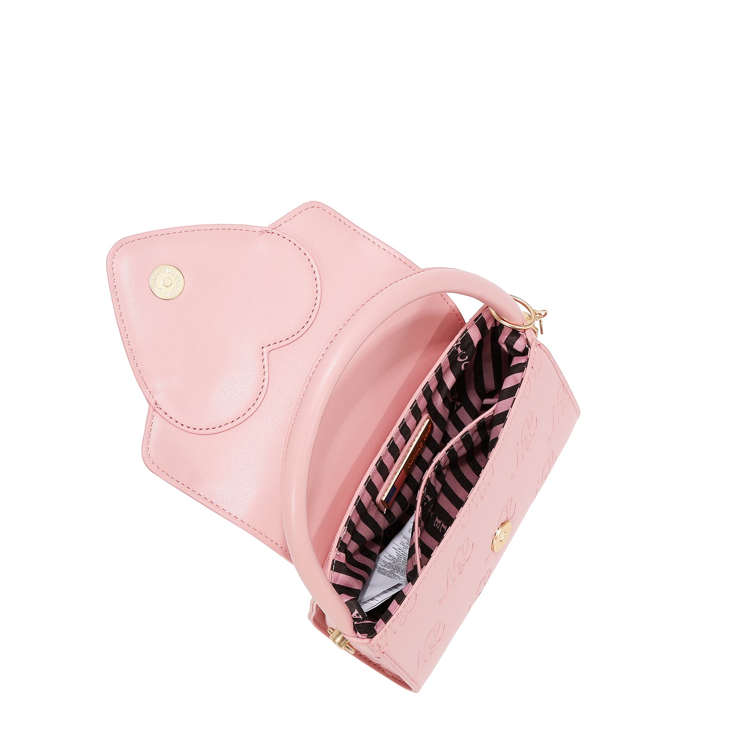 EMBOSSED NL CURVE SMALL TOP HANDLE BAG - EMB17670 BLACK/ SILVER / PINK / TAUPE