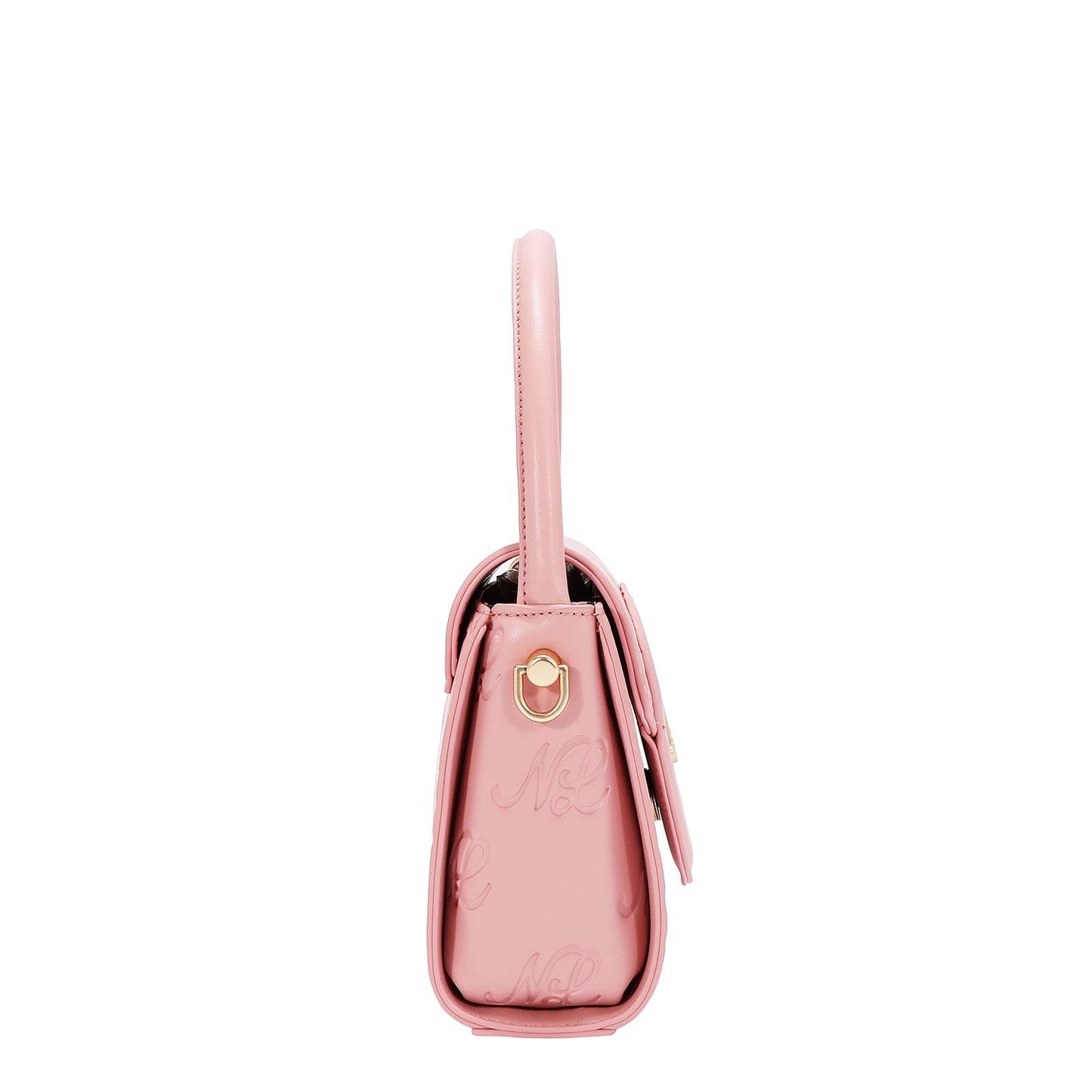 EMBOSSED NL CURVE SMALL TOP HANDLE BAG - EMB17670 BLACK/ SILVER / PINK / TAUPE